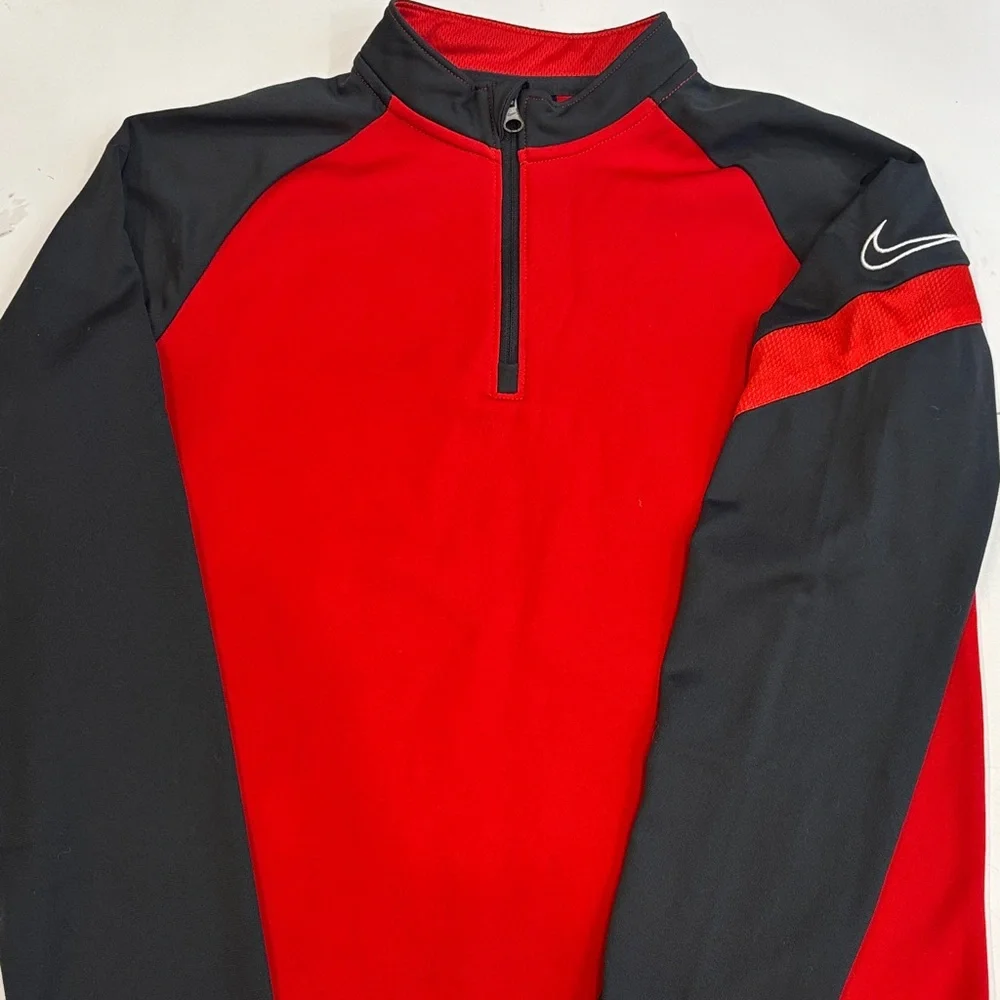Nike Grey and Red Quarter-Zip Top